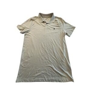 VOLCOM Polo Shirt Men's Medium Short Sleeve Off White Embroidered‎ Logo EUC